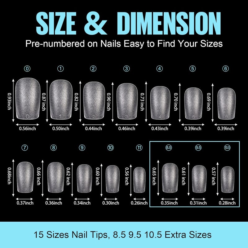 TOMICCA Short Coffin Nail Tips, 450Pcs Soft Pre Shaped Gel Fake Nails, 15 Sizes Full Cover Double-sided Matte Press on Flase Nail Tips for Home DIY Nail Art Women Girls - Image 5
